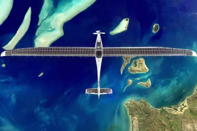 Solar Plane Over Earth Hero Image Solar Plane Over Earth Hero Image