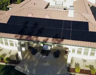 home with solar panels and shading