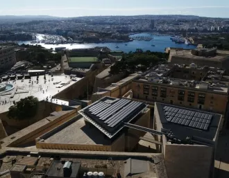 Malta parliament building with SunPower solar panels