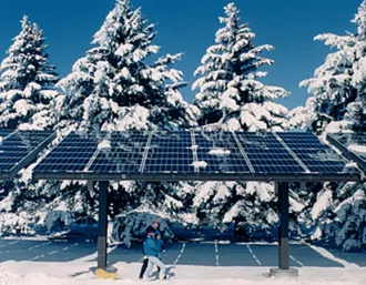 carport solar panels with snow on top