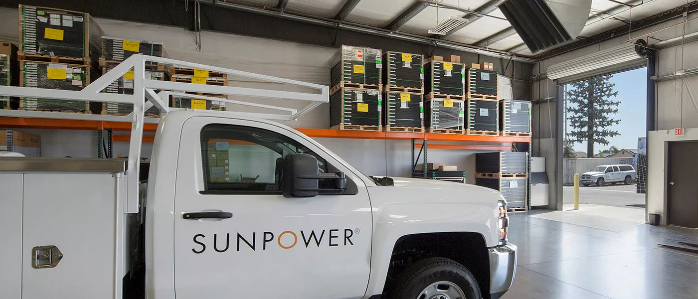 SunPower truck inside warehouse SunPower truck inside warehouse
