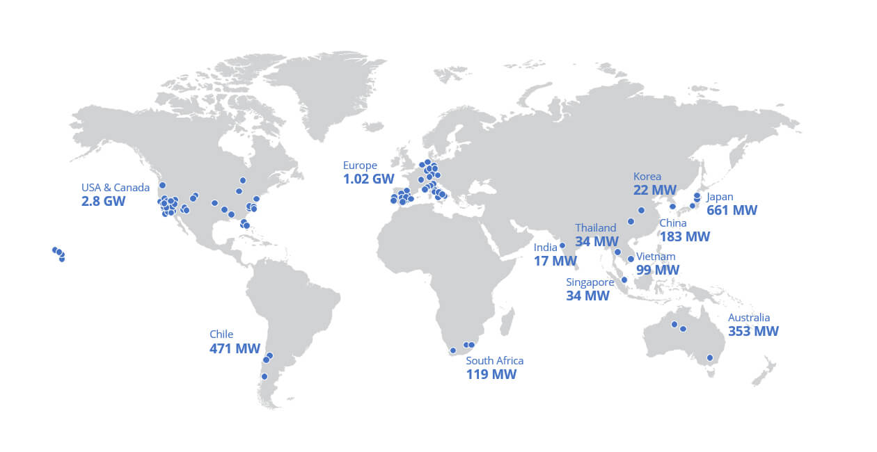 Solar Power Plants Global Footprint Map Solar Power Plants Global Footprint Map