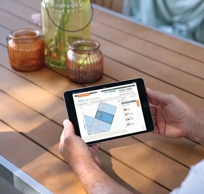 SunPower Enphase App Visualization on Tablet SunPower Enphase App on Tablet
